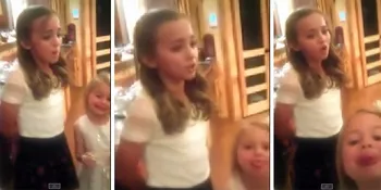 Kocak, Gadis Ini Terus Bernyanyi Walau Diganggu Sang Adik