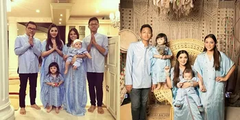 Kompak! Gaya Keluarga Hermansyah Memakai Busana Muslim Warna Biru
