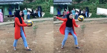 Lesti Kejora Main Voli di Lapangan Kampung, Sederhana Banget - Netizen: Kuat Juga Tenaganya