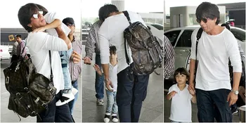 Malu Lihat Paparazzi, AbRam Khan Sembunyi di Balik Tubuh SRK