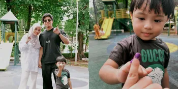 Momen Atta dan Aurel Nyoblos, Ameena Ikutan Celupin Jari di Tinta Pemilu