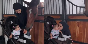 Momen Baby Humaira Dipertemukan dengan Kuda Peliharaan Zaskia Sungkar, Nggak Takut