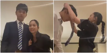 Momen Bunga Zainal Pakaikan Dasi ke Anaknya, Dukungan Penuh Sebelum Kompetisi Asian World MUN