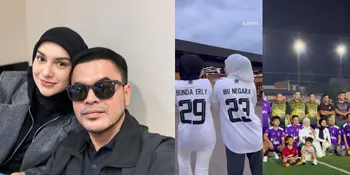 Momen Irish Bella Support Haldy Sabri di Pertandingan Bola, Kaos Bertuliskan 'Raja Minyak dan Ibu Negara'