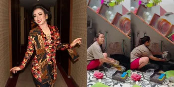 Momen Soimah Cuci Piring Karena ART Lagi Pergi, Sebut Sudah Biasa Bersih-Bersih Sendiri - Salfok ke Rak Piring yang Miring