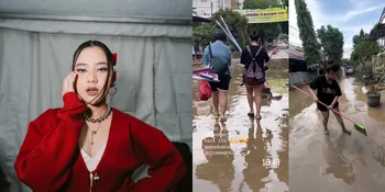 Momen Ziva Magnolya Bantu Bersihkan Lumpur di Rumah Kerabat Pasca Banjir, Pakai Pel Air - Lepas Alas Kaki