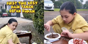 Pertama Kali Main di Depan Rumah, 7 Potret Arsy Hermansyah Ngabuburit Sambil Masak-masakan Pakai Tanah