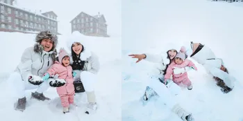 Potret Aksi Denny Caknan saat Main Salju Bareng Istri dan Anak Jadi Sorotan, Rela Kayang Demi Dek Cunda