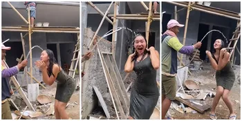 Potret Lucinta Luna Mandi di Depan Kuli Bangunan, Pakai Baju Seksi Sambil Menari dan Bernyanyi