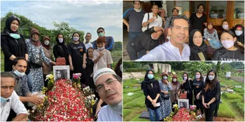 6 Potret Keluarga Nyekar Almarhumah Rina Gunawan, Ditemani Atalarik Syach dan Teddy Syach