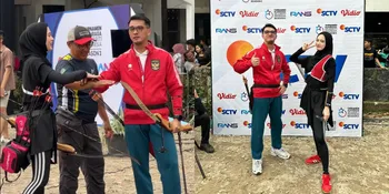 7 Potret Inara Rusli dan Ricky Harun Satu Tim Turnamen Panahan, Inara Dekatkan Tangan Jadi Sorotan