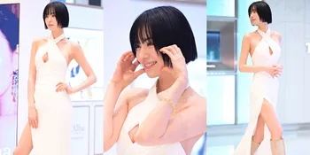 7 Potret Nana di Event Pop-up Store d'Alba, Stunning Pakai Gaun Putih - Cantiknya Nembus Layar