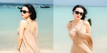 7 Potret Wika Salim Main-Main di Pantai, Cantik Kena Hembusan Angin
