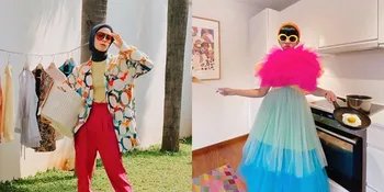 8 Gaya Nyentrik Selebriti Saat Lakukan Pekerjaan Rumah, Ada yang Pakai Dress Warna-warni Sampai Kostum Manggung