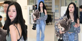 8 Potret Cantik Hyeri Pulang ke Korea Usai Fan Meeting Makau, Gendong Boneka Labubu Raksasa di Bandara