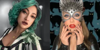 Adu Gaya Rahma Azhari dan Sarah Azhari di Halloween, Pilih Si Rambut Hijau Atau Kucing Hot Mama?
