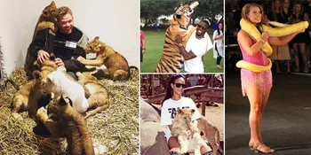 Bikin Ngeri! Artis-Artis Ini Nekat Pose Bareng Hewan Liar & Buas