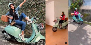 Cantiknya Tak Luntur, Potret Diah Permatasari Naik Vespa Matik - Bak Remaja dan Makin Kece