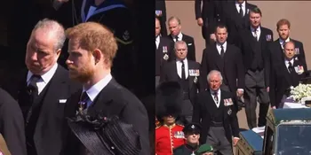 Ditengahi Peter Phillips, 8 Potret William-Harry yang Tak Jalan Berdampingan di Pemakaman Pangeran Philip