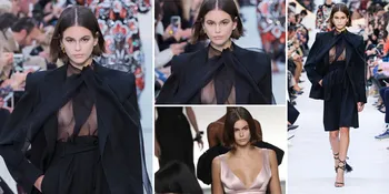 FOTO: Detik-Detik Kaia Gerber Nggak Sadar Nip Slip di Atas Runway