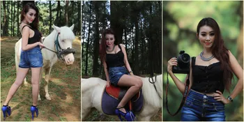 Foto-Foto Cantik Baby Sexyola Berkuda di Tengah Hutan