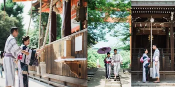 Foto Liburan Putri Titian dan Junior Liem di Jepang, Honeymoon Tanpa Anak-anak - Romantis Pakai Baju Tradisional
