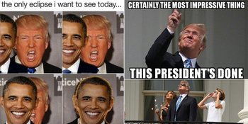 FOTO: Meme Lucu Donald Trump Saat Gerhana Matahari, Bikin Ngakak!