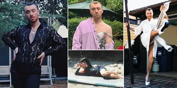 FOTO: Pakai Heels - Dress Metalik, Gaya Sam Smith Makin Feminin