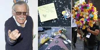 FOTO: Stan Lee Meninggal, Walk of Fame Miliknya Dipenuhi Bunga