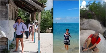 Nikmati Pantai, Riyanni Djangkaru Seru Bareng Suami di Belitung