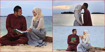 Potret Harmonis Boy Hamzah dan Istri di Pantai, Baca Quran Bareng