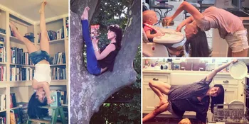 Ragam Potret Seram Hilaria Baldwin Saat Yoga - Bikin Ngeri
