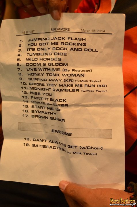 Setlist konser The Rolling Stones @foto: KapanLagi.com®