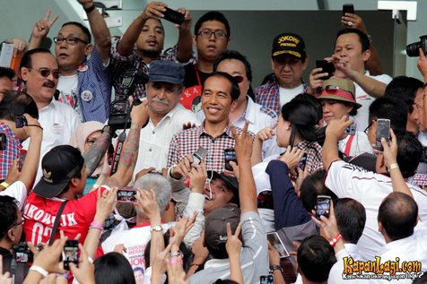 Jokowi, calon presiden yang didukung dalam Konser Salam 2 Jari | Foto: KapanLagi.com/Muhammad Rasyad