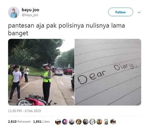 FOTO: Lama Nulis, Kira-Kira Polisi Tilang AS Ngapain Ya 