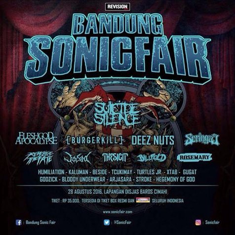 Bandung Sonicfair hadirkan Suicide Silence dan Deez Nuts © Facebook.com