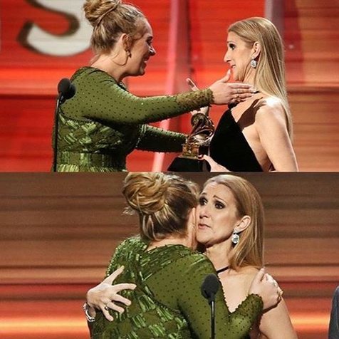 Usai menerima penghargaan Song of the Year bersama track 'Hello', Adele meminta maaf karena telah mengumpat © instagram.com/ashleyeberner