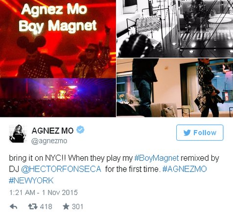 Agnez tampilkan 'Boy Magnet' untuk pertama kali © Twitter/AgnezMo