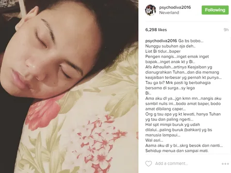 Aming curhat soal anaknya di Instagram pada bulan September 2016 kemarin. ©instagram/psychodiva2016