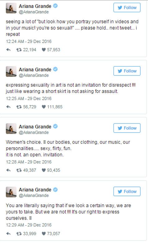 Kicauan Ariana Grande di Twitter © Twitter.com/ArianaGrande