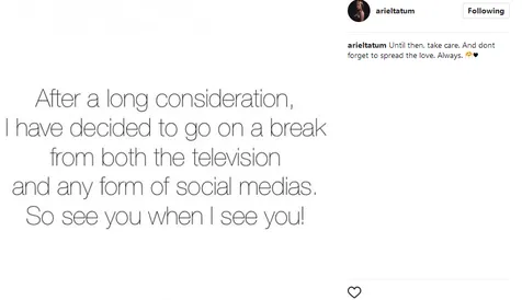 Ariel putuskan stop dari dunia hiburan dan main media sosial © Instagram/arieltatum