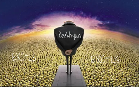Baekhyun dan EXO-Ls yang pakai baju kuning bagaikan Gru dan minions © Istimewa