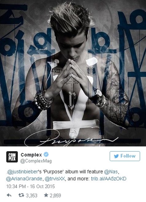 Bieber masih simpan banyak kejutan di album barunya © Twitter/@ComplexMag