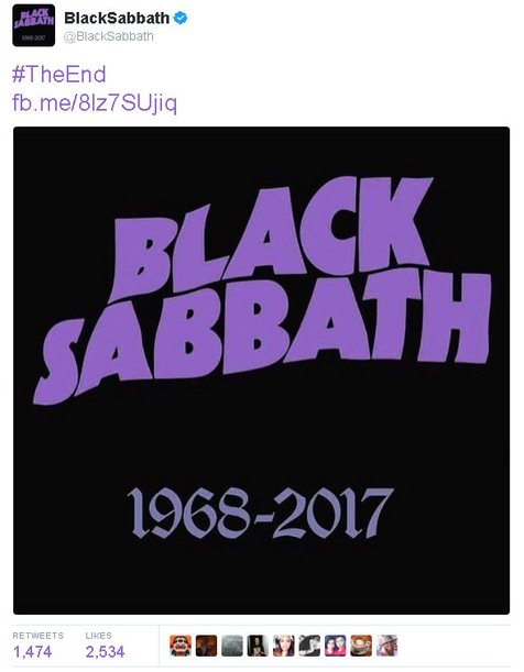 Black Sabbath mengakhiri karir musiknya setelah bersama selama hampir 50 tahun © twitter.com/BlackSabbath