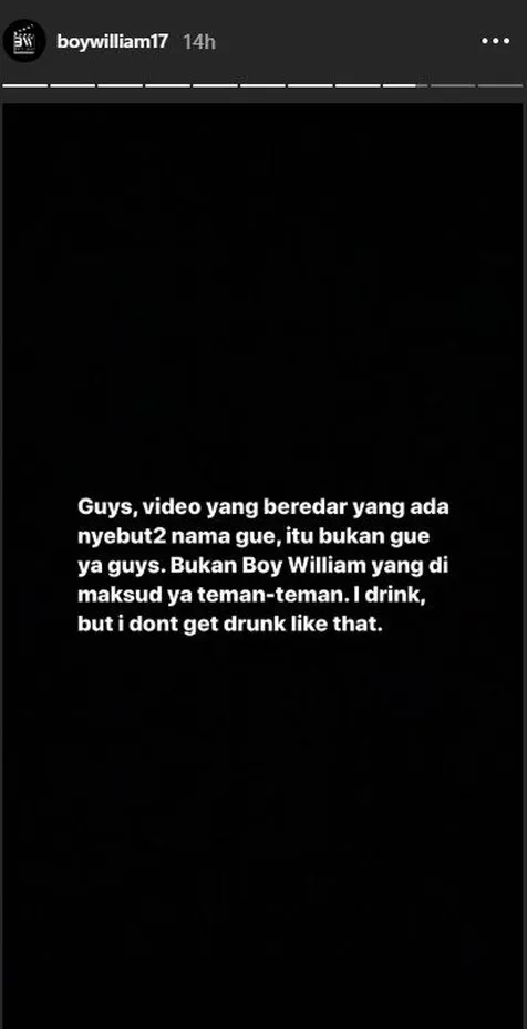 Klarifikasi Boy William