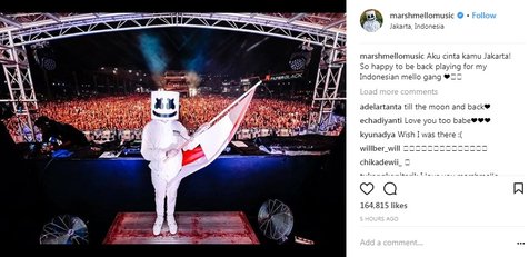 Marshmello di Jakarta, kehadirannya begitu dinantikan penonton Indonesia. ©instagram.com/marshmellomusic