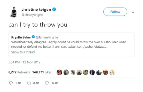 Reaksi Chrissy Teigen