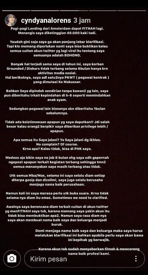 Klarifikasi Cyndyana