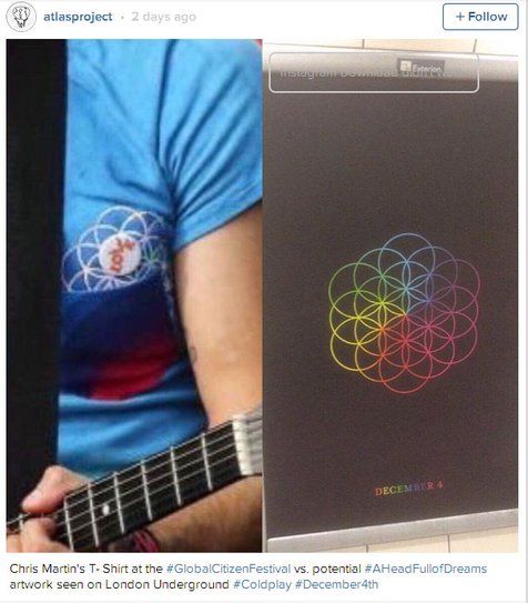 Simbol misterius ada di kaos Chris Martin © Instagram/atlasproject