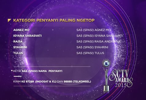 SCTV Awards 2015 kategori Penyanyi Wanita Paling Ngetop © Twitter.com 